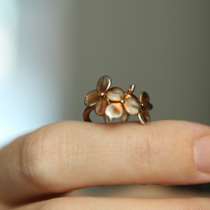 Cuff in silver, Hydrangea, фото 2